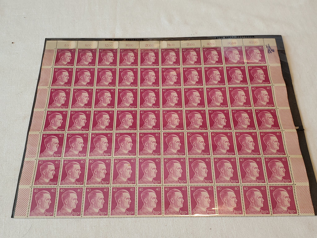 WWII Hitler stamps full sheet of 100 Scott 520 Michel 795 Germany