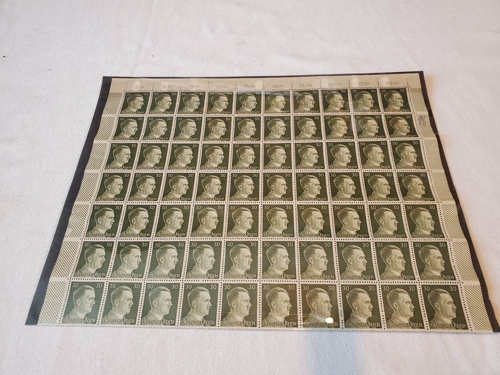 Sheet of 100 Hitler stamps Scott 519, Mi 794, Germany WWII 1942