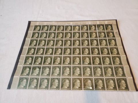 Sheet of 100 Hitler stamps Scott 519, Mi 794, Germany WWII 1942
