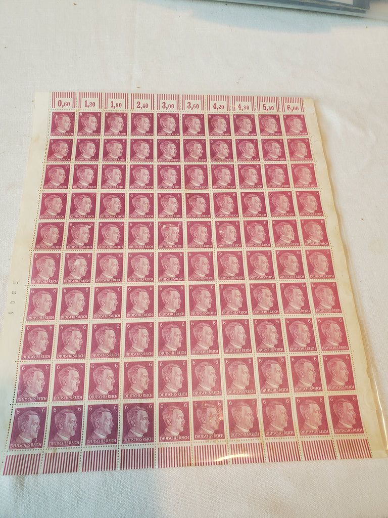 Hitler stamps sheet of 100, WWII, Scott 510, Mi 785, Germany