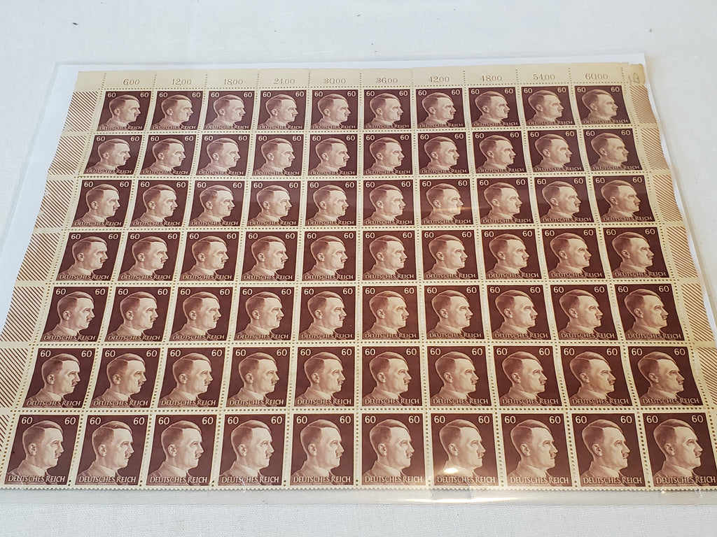 Hitler Stamp sheet of 100, Scott 522, Mi 797, Germany WWII 1942