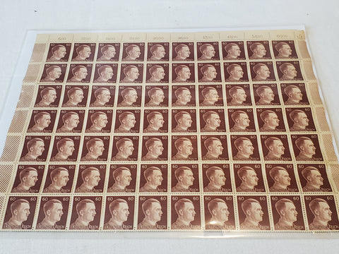 Hitler Stamp sheet of 100, Scott 522, Mi 797, Germany WWII 1942