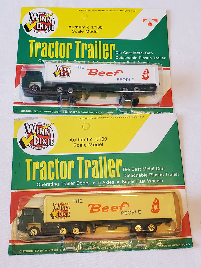 Pair Winn Dixie Tractor Trailers diecast 1/100 1979s HK