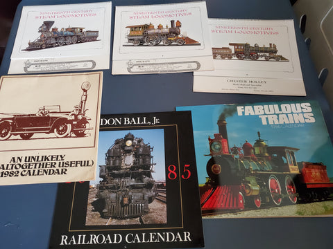 Lot of 6 1989s Railroad, Train Calendars