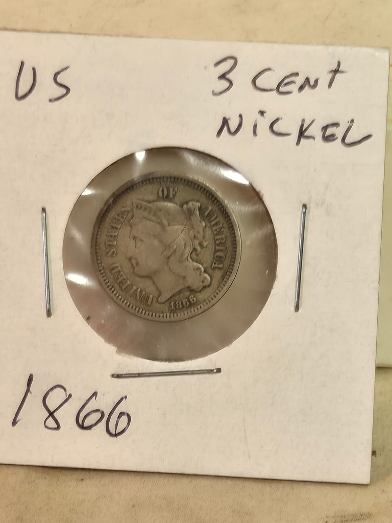 1866 United States 3 three cent Nickel