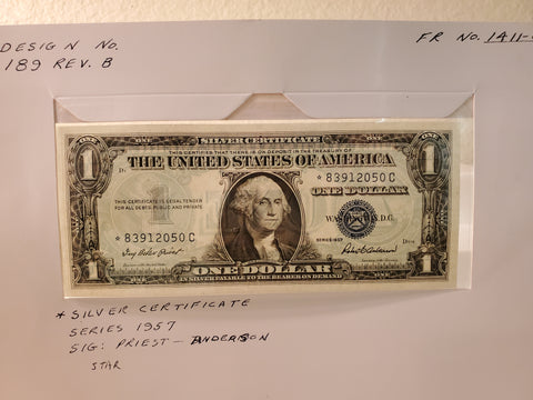 1957 U.S. one dollar silver certificate FR 1411C