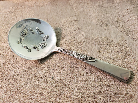 Stieff sterling silver Bon Bon, nut spoon ROSE motif