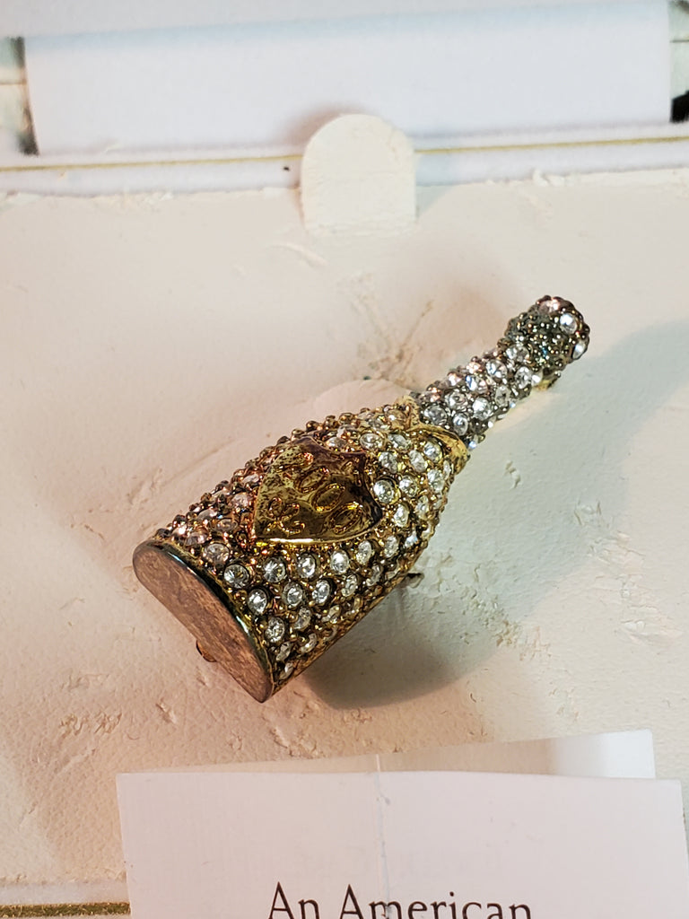 Krementz 2000 Champagne bottle brooch/pin MIB