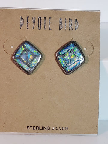 Peyote Bird Sterling Silver & Opal earrings