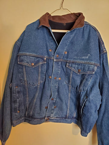 New Denim truckers style Jacket Conrail logo, suede collar, fleece lining