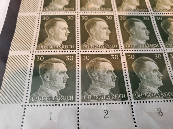 Sheet of 100 Hitler stamps Scott 519, Mi 794, Germany WWII 1942