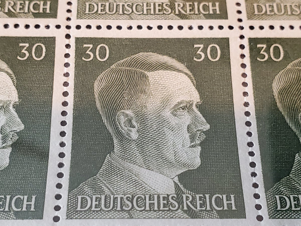 Sheet of 100 Hitler stamps Scott 519, Mi 794, Germany WWII 1942