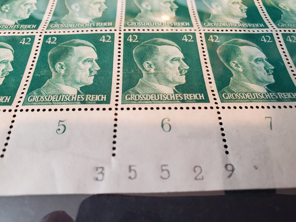 WWII Adolf Hitler stamps sheet of 100 Scott 529, Mi A797, Germany 1942