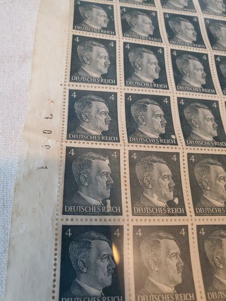 Sheet of 100 Hitler Stamps 1942 Scott 508, Mi 783, Germany
