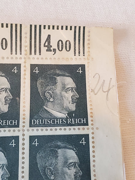 Sheet of 100 Hitler Stamps 1942 Scott 508, Mi 783, Germany