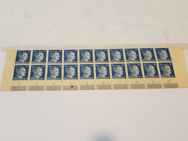 Hitler Stamps sheet of 100 Scott 516, Mi 791, Germany 1942
