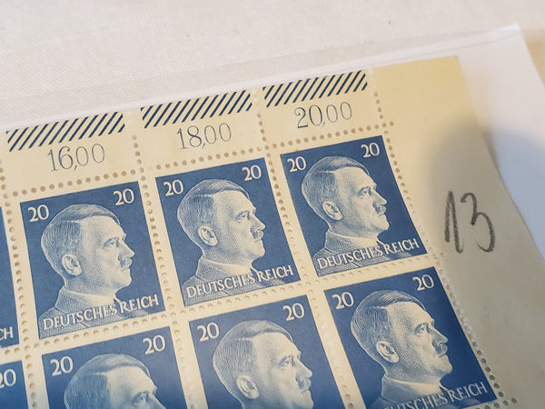 Hitler Stamps sheet of 100 Scott 516, Mi 791, Germany 1942