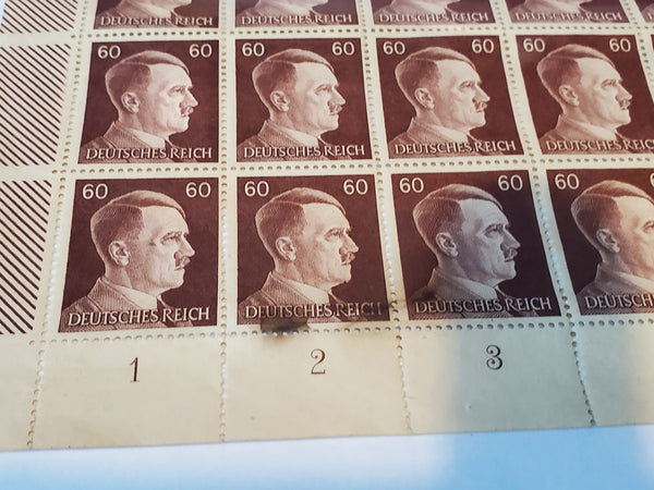 Hitler Stamp sheet of 100, Scott 522, Mi 797, Germany WWII 1942