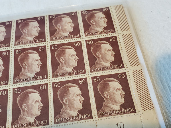 Hitler Stamp sheet of 100, Scott 522, Mi 797, Germany WWII 1942