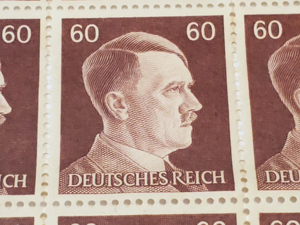 Hitler Stamp sheet of 100, Scott 522, Mi 797, Germany WWII 1942