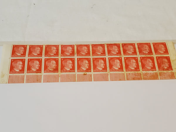 Hitler stamps sheel of 100, Scott 511, Mi 786, Germany WWII, 1942