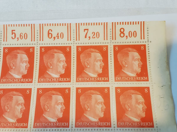 Hitler stamps sheel of 100, Scott 511, Mi 786, Germany WWII, 1942