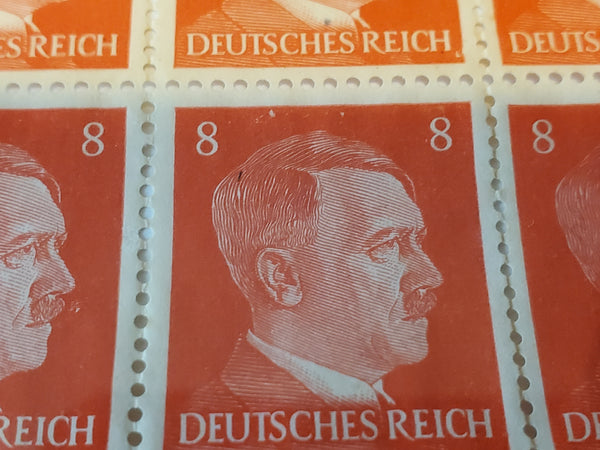 Hitler stamps sheel of 100, Scott 511, Mi 786, Germany WWII, 1942