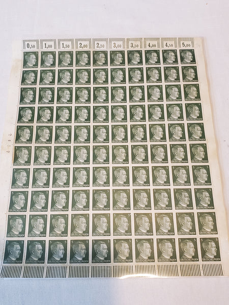 Hitler stamps, sheet of 100, Scott 509, Mi 784, Germany, WWII, 1942