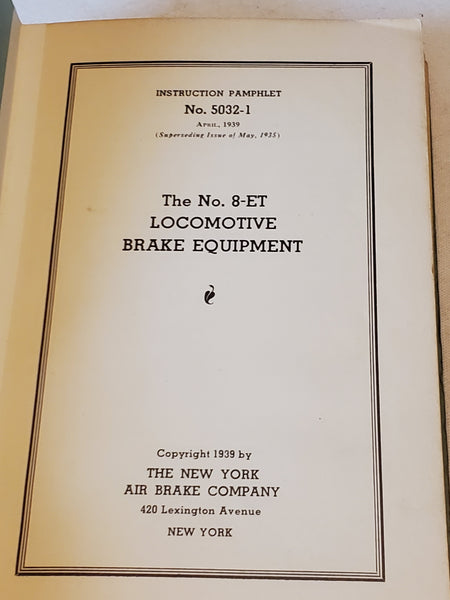 Locomotive Brake Equipment Manual 1938 #5032-1