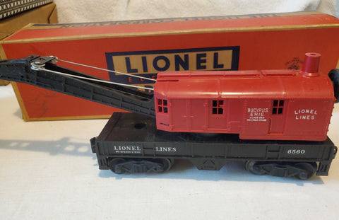 Lionel 6560 Bucyrus Erie Operating Crane Car O gauge