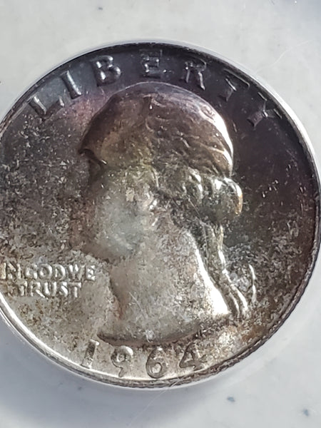 1964 Washington Quarter MS 65 toned ANACS