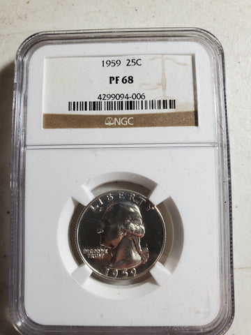 1959 US Washington Quarter NGC PF 68 silver proof