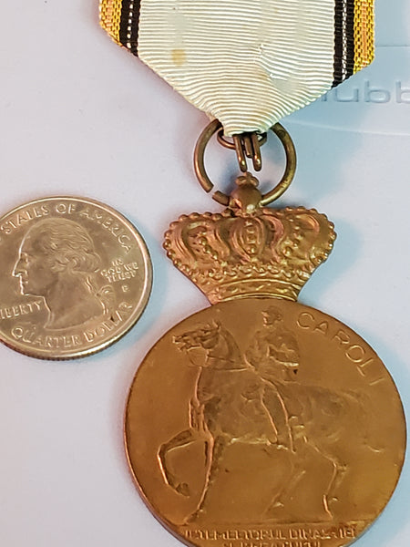 Romania King Carol I medal 1839-1939 with ribbon
