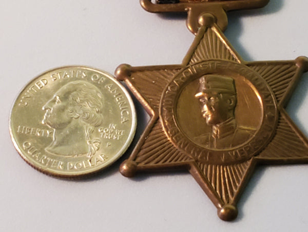 General Averescu logo of star peoples league in interwar Romania medal w/ribbon