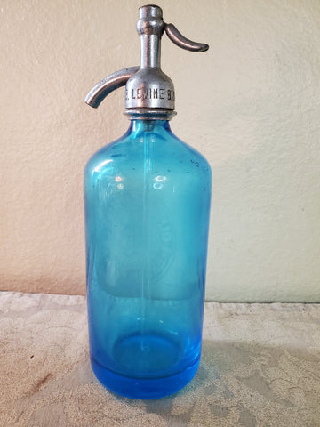 Vintage B. Levine NY, Louis Bernstein Brooklyn NY, BLUE Seltzer Bottle