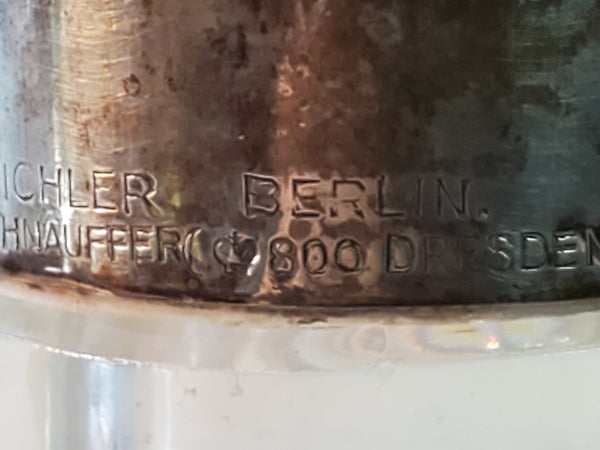 German 800 silver cut crystal decanter c.1932, horse race award