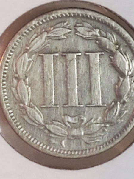 1865 US 3 cent nickel, 1st year