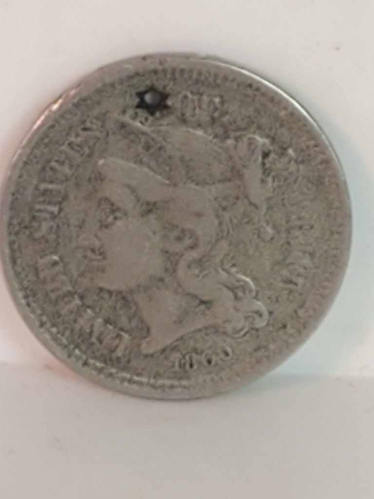 1866 US 3 cent nickel with star hole