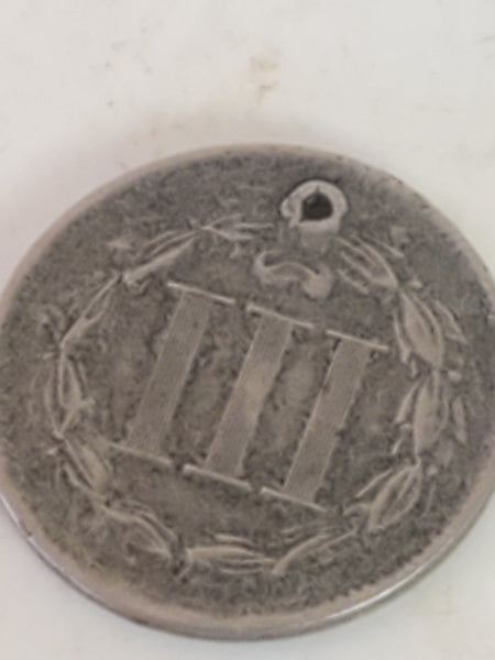 1866 US 3 cent nickel with star hole