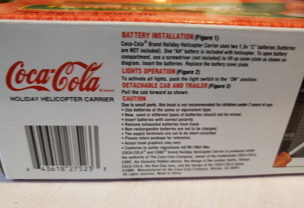 Coca-Cola 2000 Holiday Helicopter Carrier w/'62 Helicopter MIB