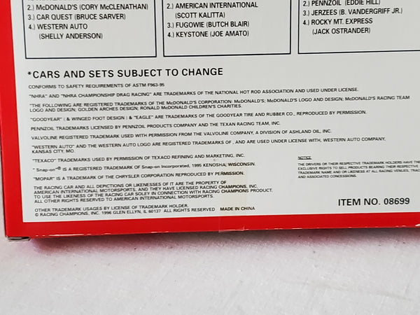 Mac Tools Gatornationals set of 4 Top Fuel Dragsters 1 of 10k, Racing Champions