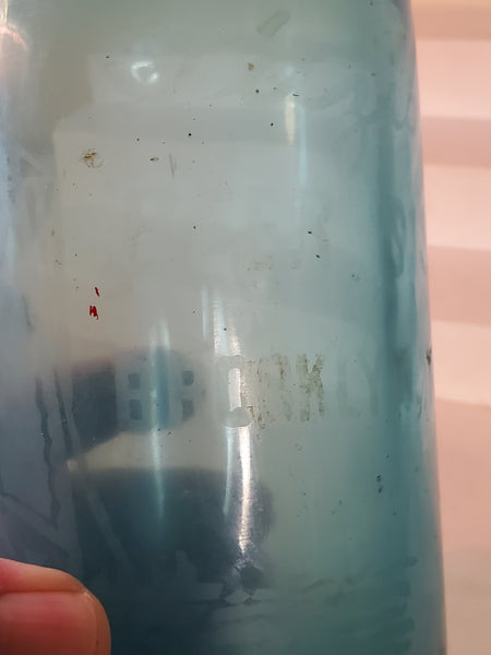 Fazio Beer Distributors NY 26 oz. Blue glass Seltzer bottle