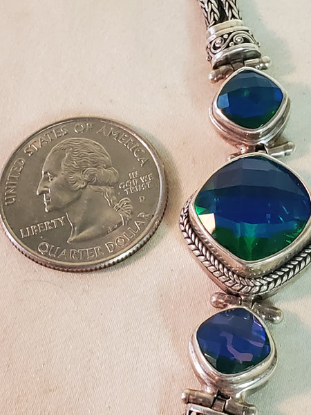 Sterling Silver Bracelet signed Sarda 925 Blue stones