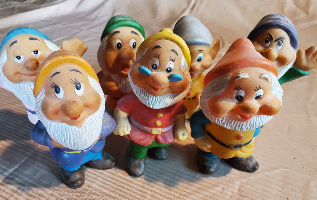Snow Whites 7 Dwarfs Walt Disney Productions, vintage Rubber