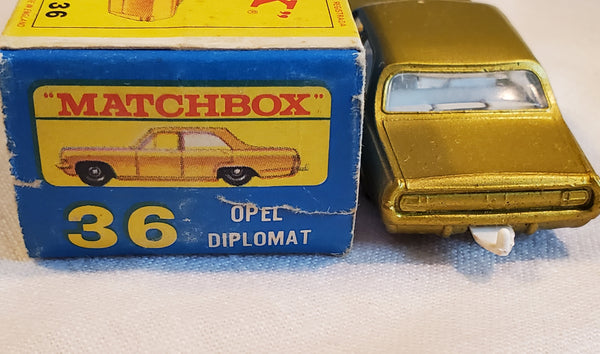 Lesney Matchbox #36 Opel Diplomat, original box, c.1960s 1:64 diecast
