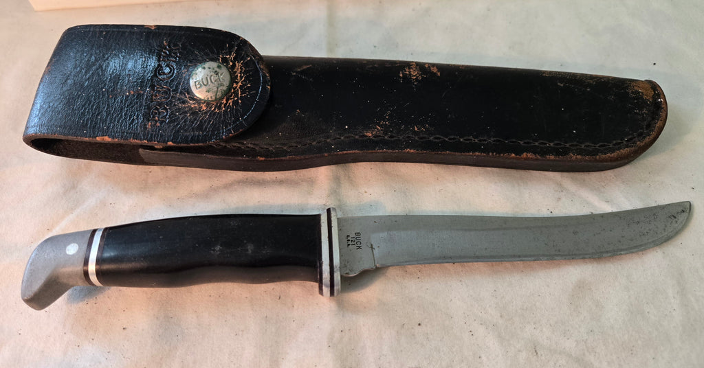 Buck 121 Fisherman knife & sheath Pre-date code 1972-86