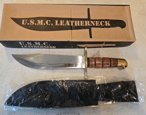 Leatherneck U.S.M.C. Bowie Knife & Sheath #17BK1817 NIB 14"