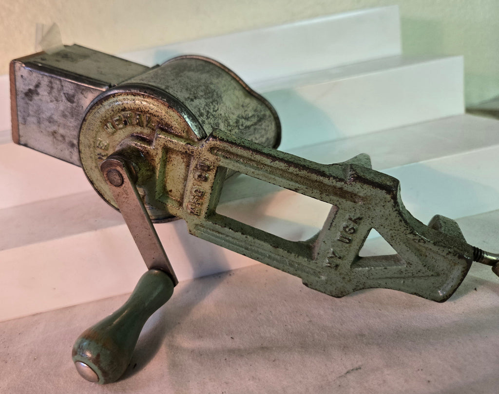 Vintage Lorraine cast metal food grinder, Green N.Y.