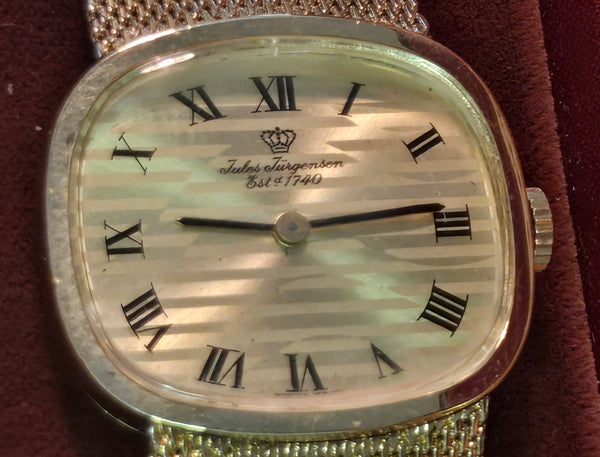 Jules Jurgensen 14k Mens 17j #9003 wristwatch c.1970 original box, just serviced