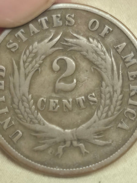1868 US 2 (two) cent coin good condition